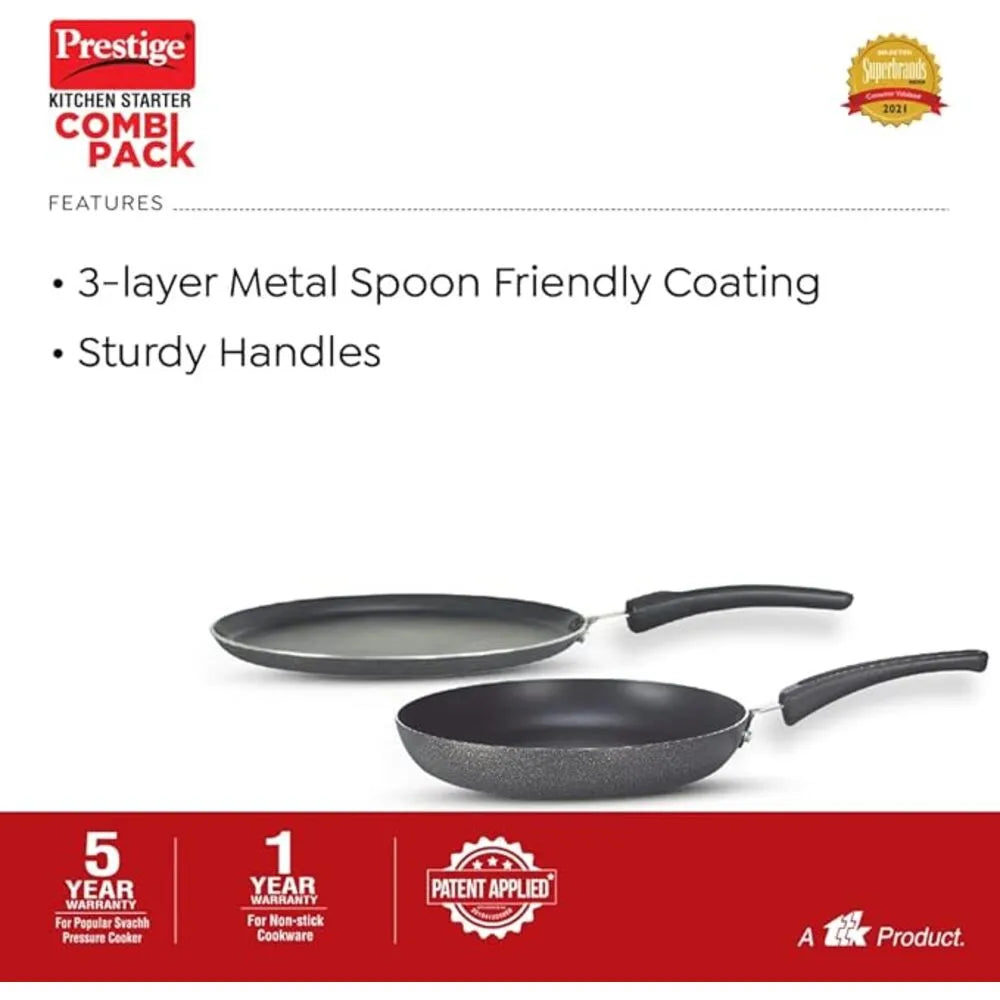 PRESTIGE MPP10180 3L+2L COMBI COOKERS+TAWA 25CM+FRYPAN 18CM