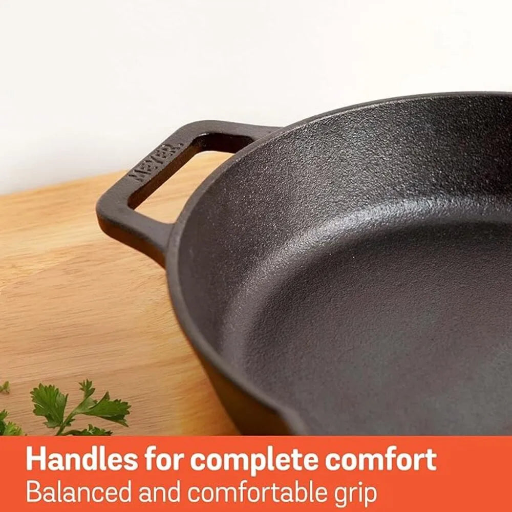 MEYER MY48447 CAST IRON SKILLET WITH TWO SIDE HANDLE, 22 cm DIAMETER