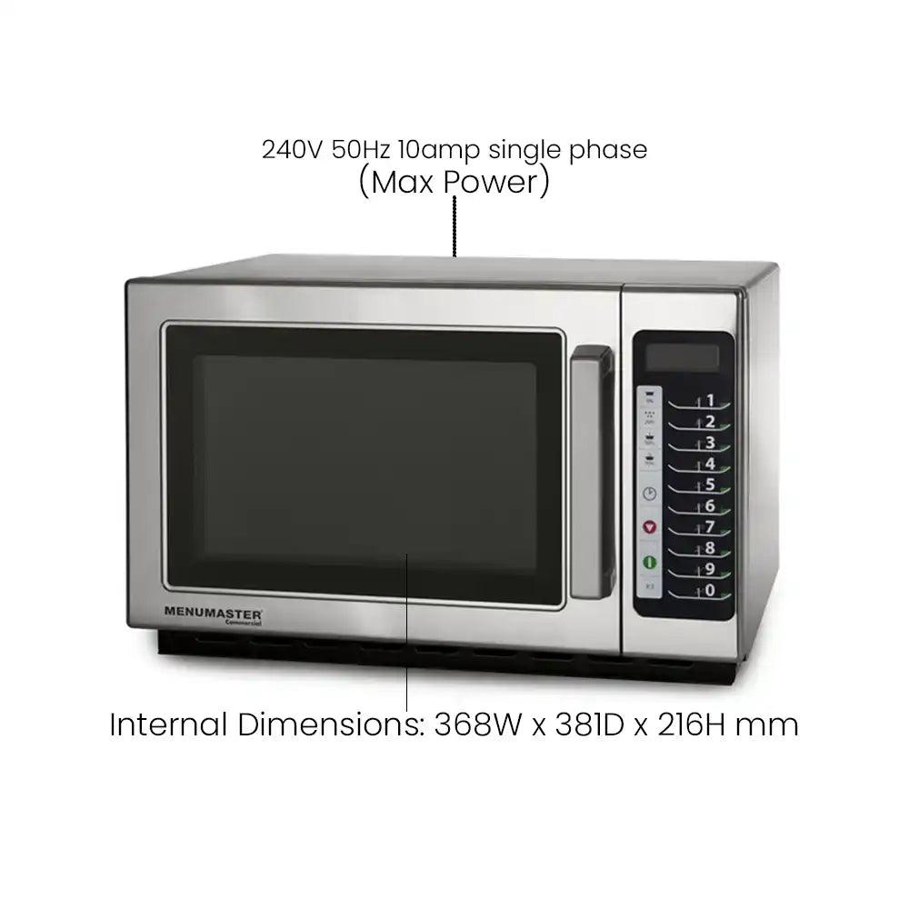 Menumaster Stainless Steel Electric 1100W Microwave with 10 Programmable Pads and 34L Capacity, 5 Power levels, L56 X W44 X H35 cm   HorecaStore