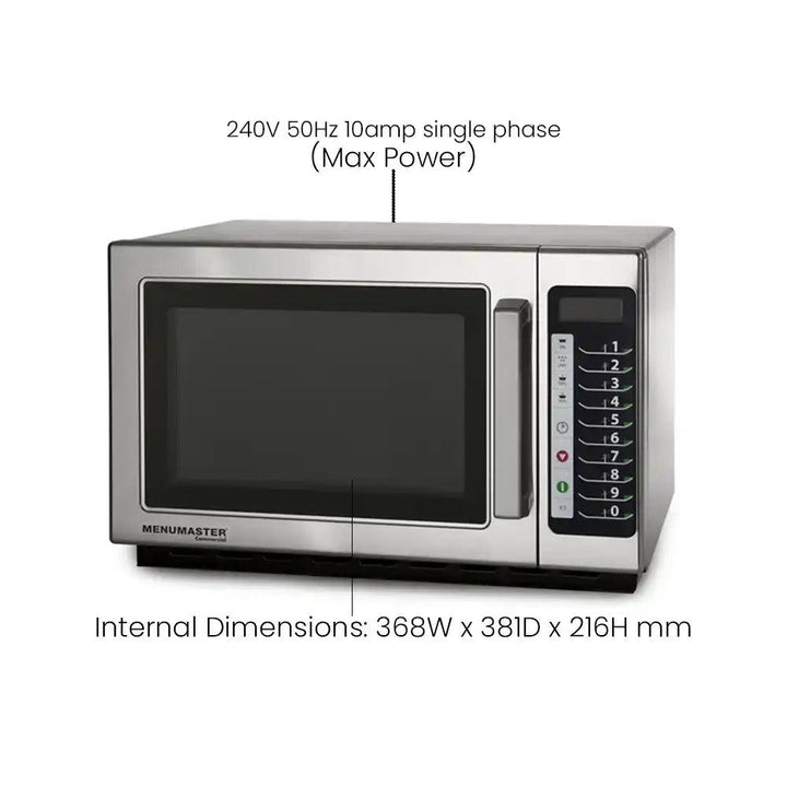 Menumaster Stainless Steel Electric 1100W Microwave with 10 Programmable Pads and 34L Capacity, 5 Power levels, L56 X W44 X H35 cm   HorecaStore