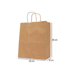 Hotpack Brown Paper Bag with a Twisted Handle, 34 x 18 x 34 cm, 25 PCs