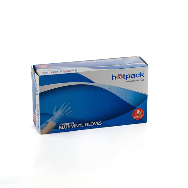 hotpack powder free blue vinyl gloves medium size 1000 pcs