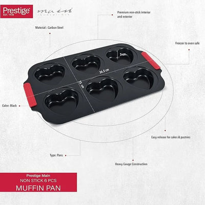 PRESTIGE PR42304 6 PIECES HEART MUFFIN PAN