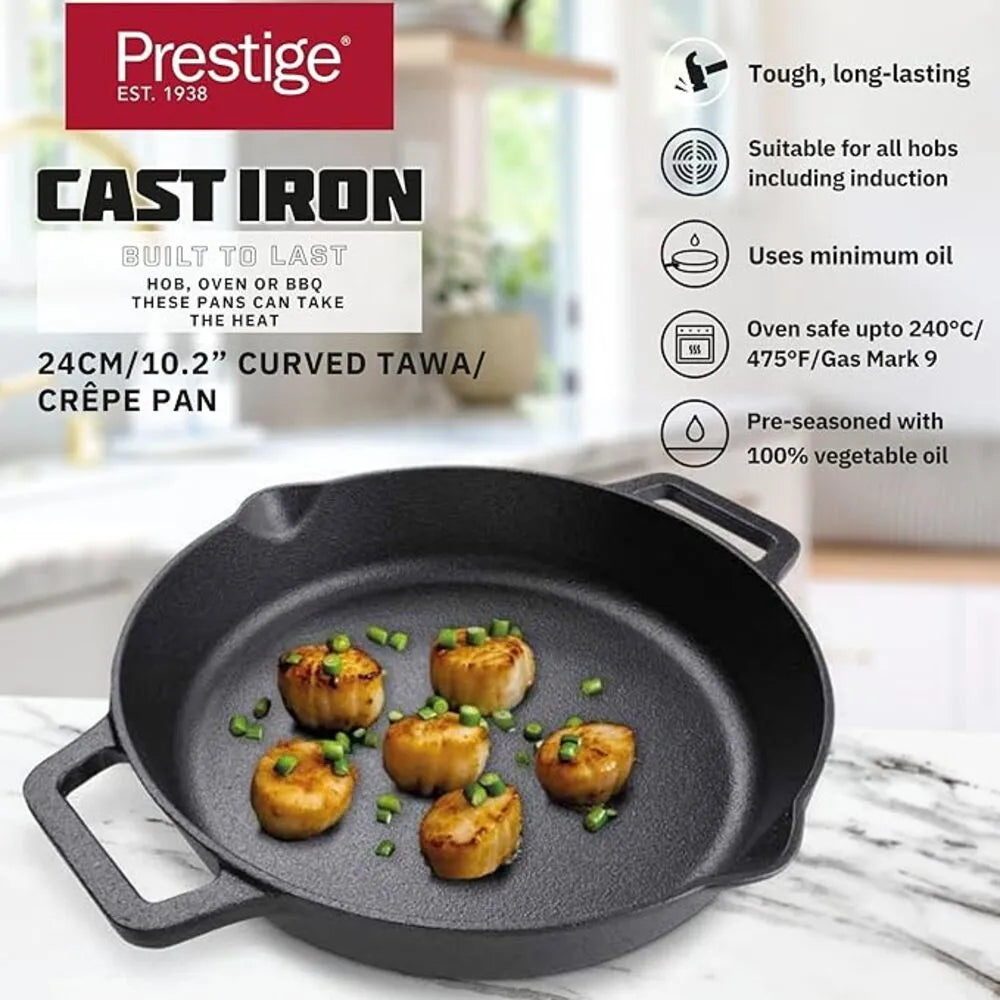 PRESTIGE PR48887 CAST IRON DUAL HANDLE  FRYPAN, 24 cm