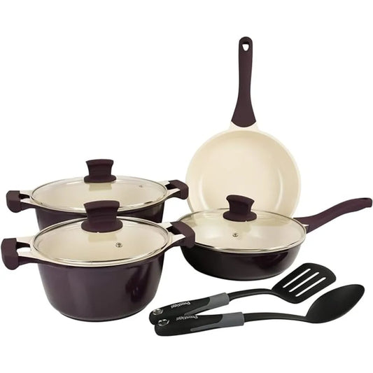 PRESTIGE PR80951 CAST ALUMINUM CERAMIC N/S 9 PIECES SET - VIOLET