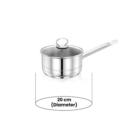 PRESTIGE PR81140 S/STEEL SAUCE PAN WITH GLASS LID, 20 cm DIAMETER