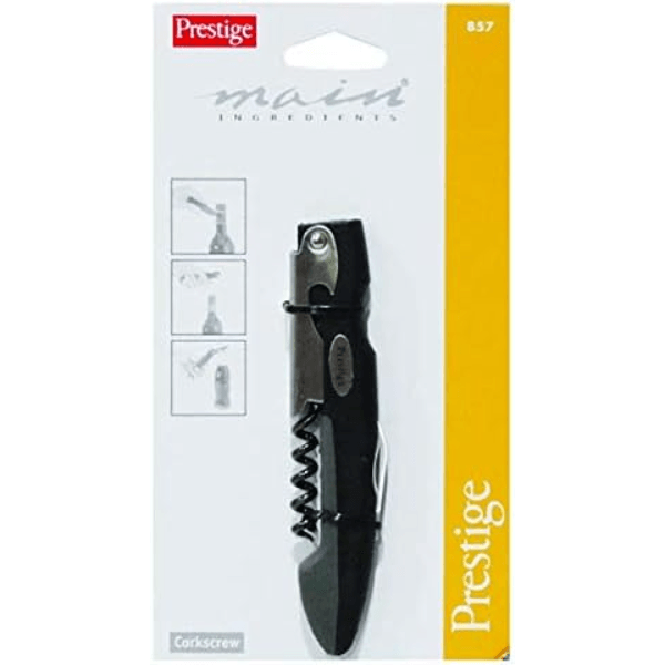 Prestige PR857 Steel Waiters Wine Bottle Corkscrew Black