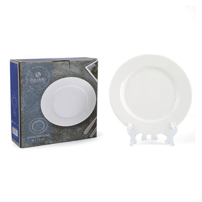 Porceletta Porcelain Flat Plates Set Ivory, 6 Piece, 17.5 cm