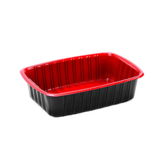 Hotpack Red and Black Base Container with Lid, 1000 mI, 300 PCs