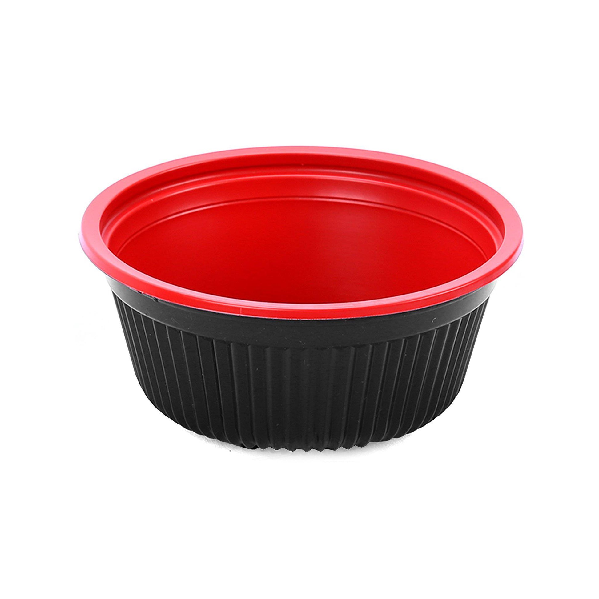 hotpack red and black base pp soup bowl with lids 700mi 200 pcs