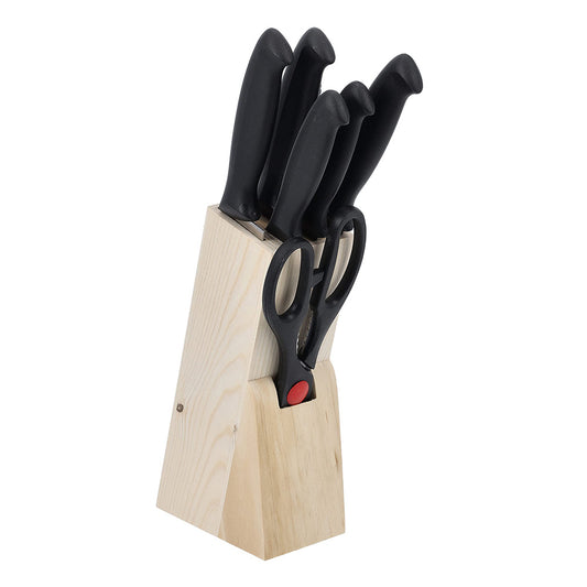 Royalford RF10229 Kitchen Knives Set with Wooden Stand 8 Pc