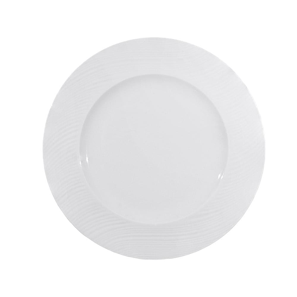 Furtino England River 25cm/10" White Porcelain Flat Plate - HorecaStore