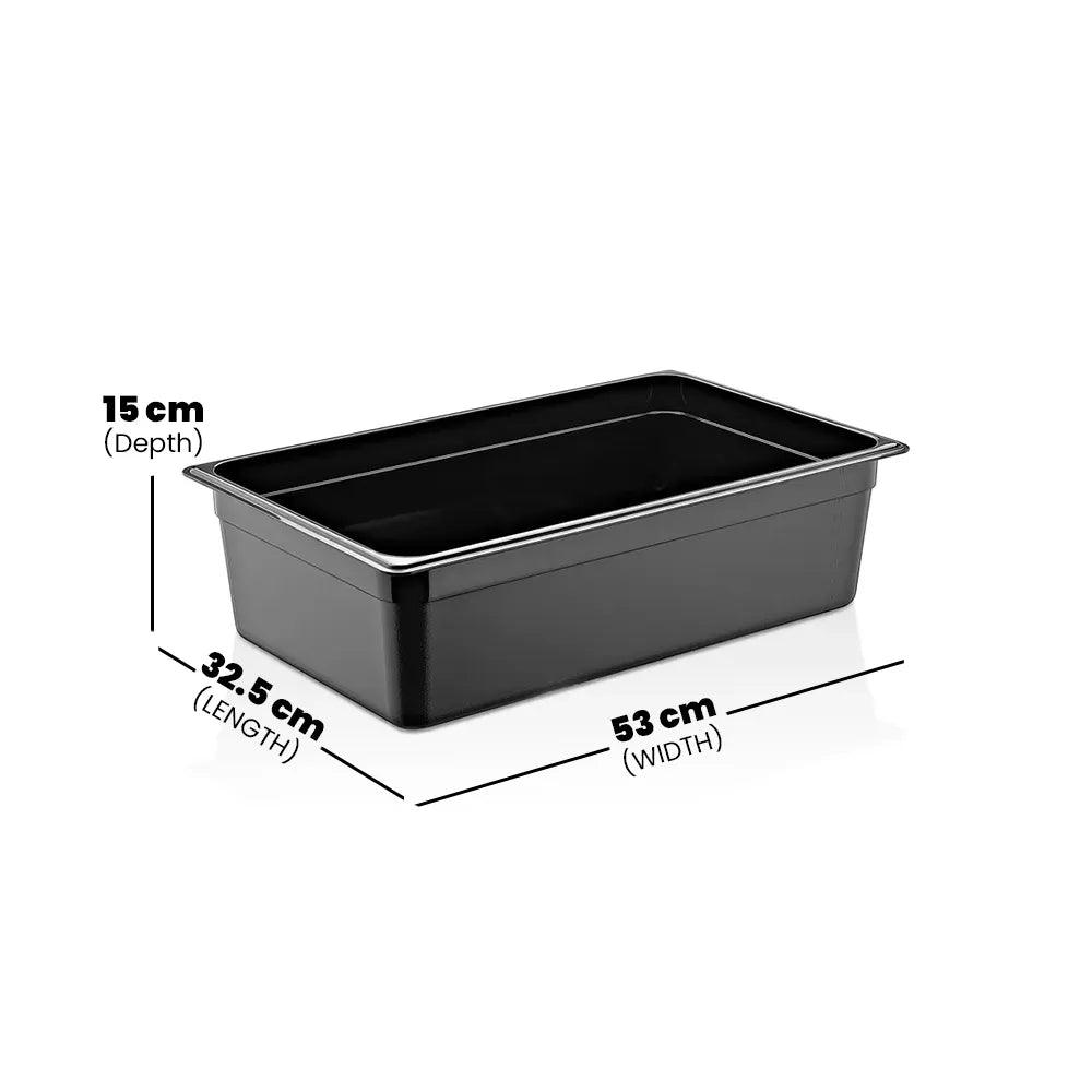 Rubber Plas Tech Black Polycarbonate GN 1/1 Container 15 cm deep - HorecaStore