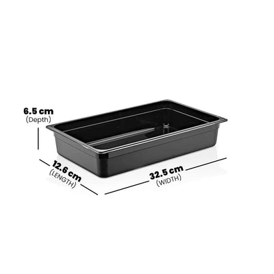 Rubber Plas Tech Black Polycarbonate GN 1/3 Container 6.5 cm deep - HorecaStore