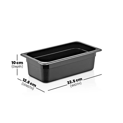 Rubber Plas Tech Black Polycarbonate GN 1/3 Container 10 cm deep - HorecaStore