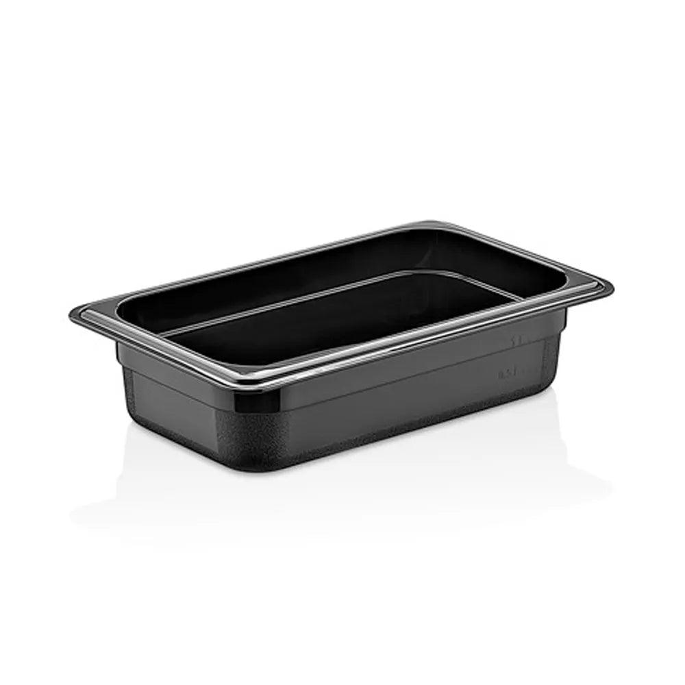 Rubber Plas Tech Black Polycarbonate GN 1/4 Container 6.5 cm deep - HorecaStore