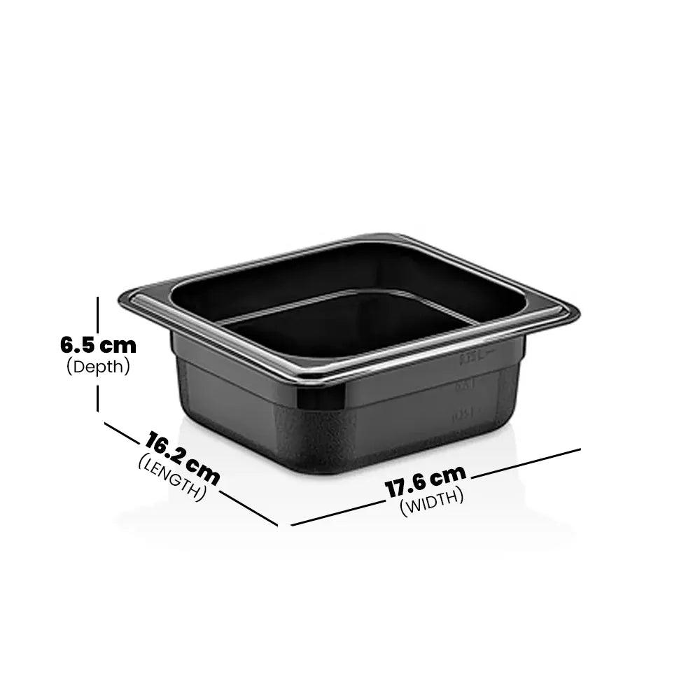 Rubber Plas Tech Black Polycarbonate GN 1/6 Container 6.5 cm deep - HorecaStore