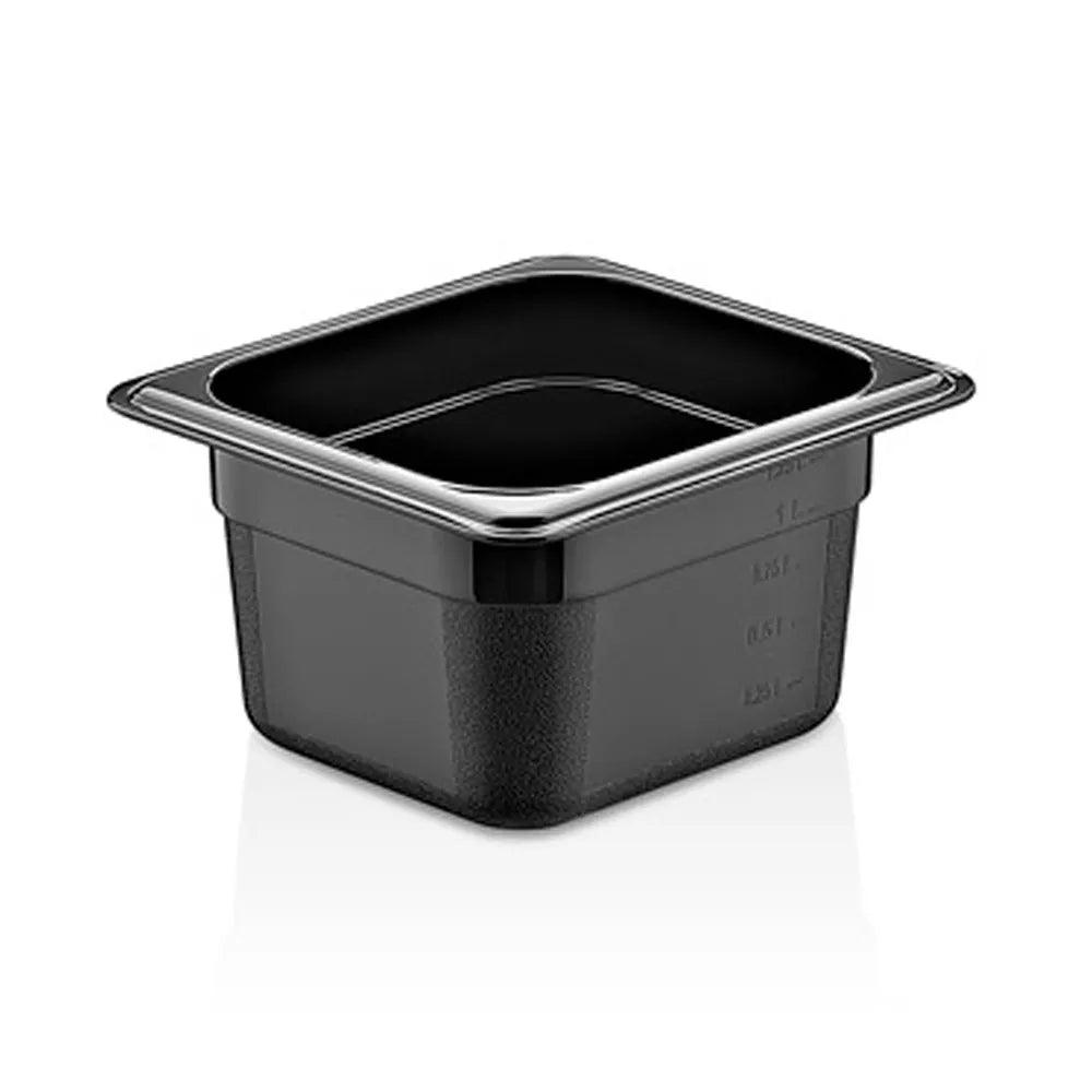 Rubber Plas Tech Black Polycarbonate GN 1/6 Container 10 cm deep - HorecaStore