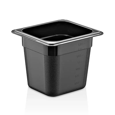 Rubber Plas Tech Black Polycarbonate GN 1/6 Container 15 cm deep - HorecaStore