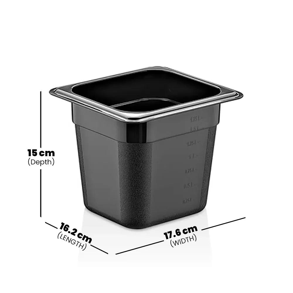 Rubber Plas Tech Black Polycarbonate GN 1/6 Container 15 cm deep - HorecaStore