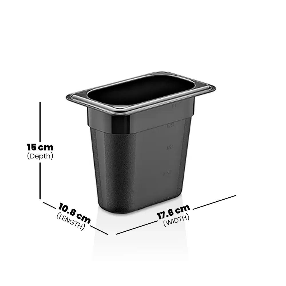 Rubber Plas Tech Black Polycarbonate GN 1/9 Container 15 cm deep - HorecaStore