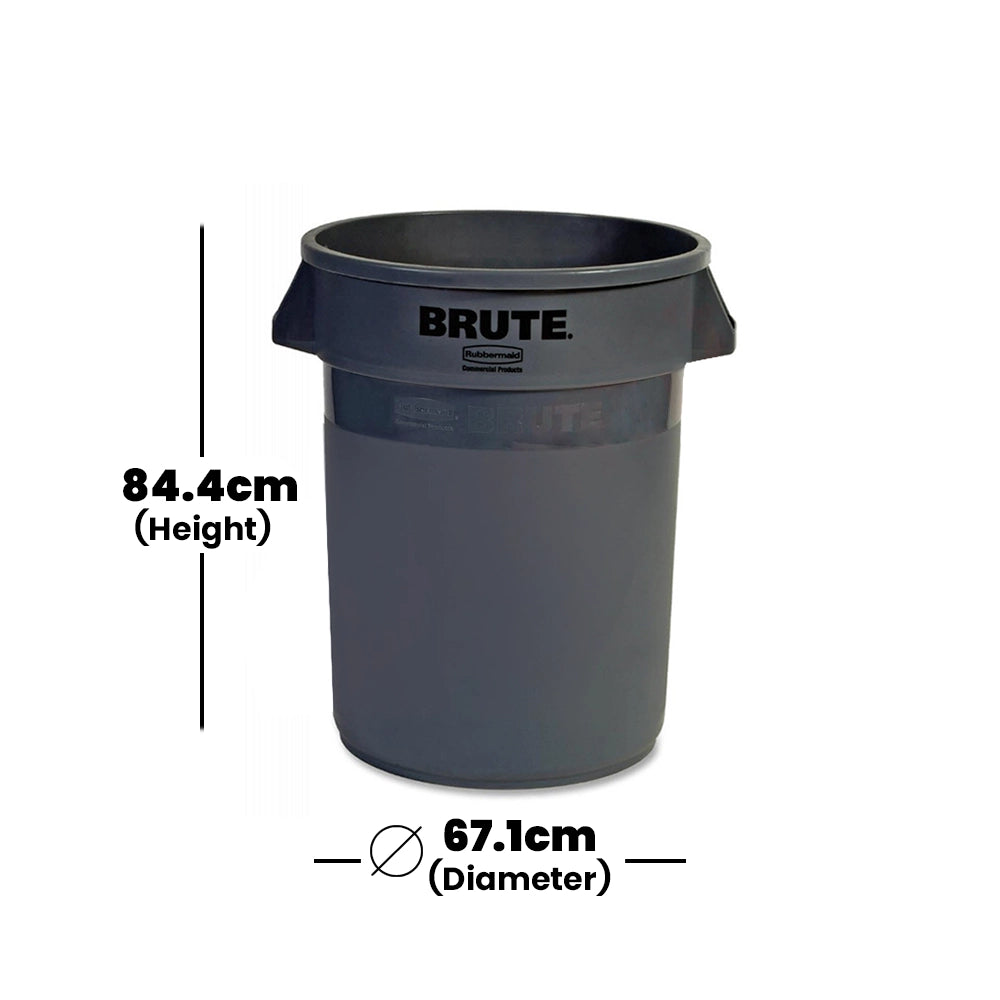 rubbermaid 208 2l brute container without lid gray 1 x 3