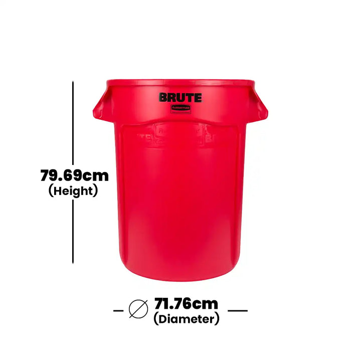 rubbermaid brute container 167l without lid red