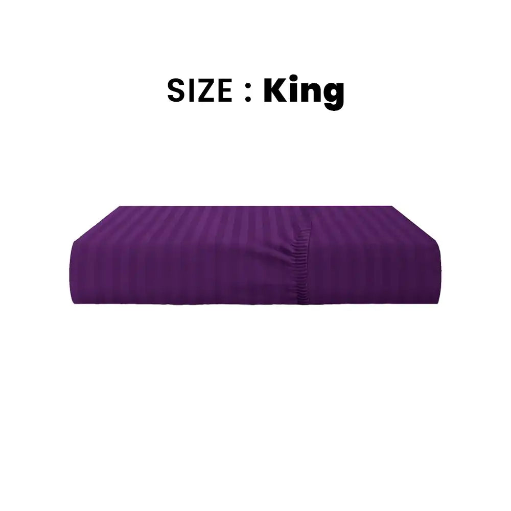 ths eternal stripes king fitted cotton bed sheet purple