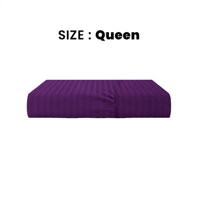 ths eternal stripes queen fitted cotton bed sheet purple