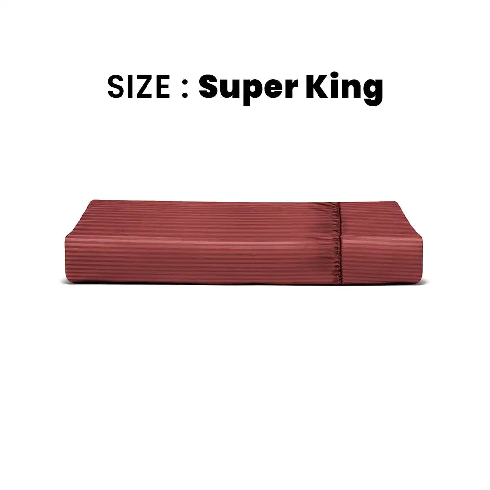 ths zen stripes super king fitted cotton bed sheet burgundy