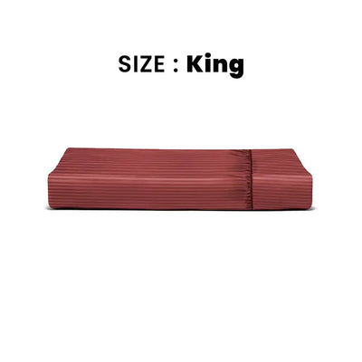 ths zen stripes king fitted cotton bed sheet burgundy