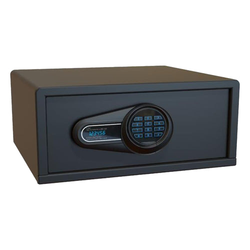 Roomwell UK Premium Xtra Large Digital Safe Box 17'', H 20 x W 45 x D 40 cm, Solid Bolt Locking Steel Construction Laser Cut Curved Body, 20 mm, Black