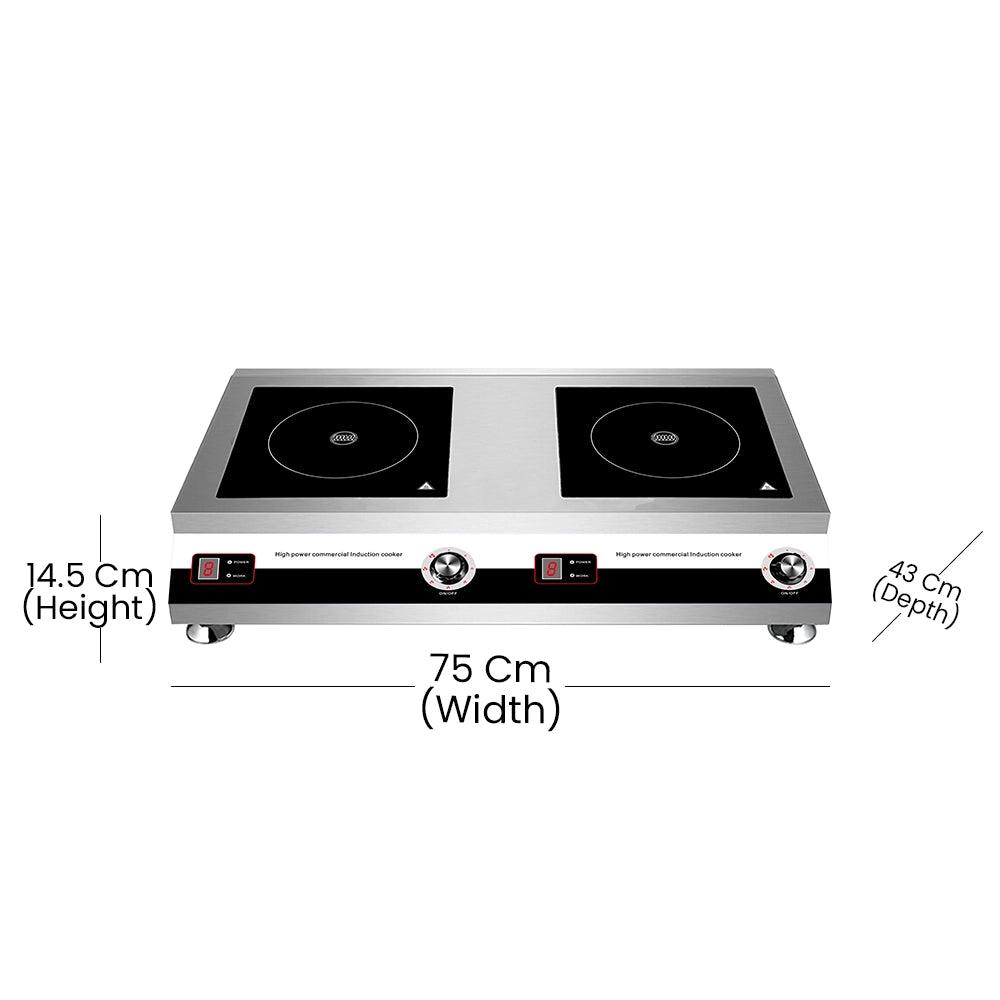 THS ALP-CX002 Commercial Induction Cooker With Two Burners 7 kW, Single Phase, 75 x 43 x 14.5 cm - HorecaStore