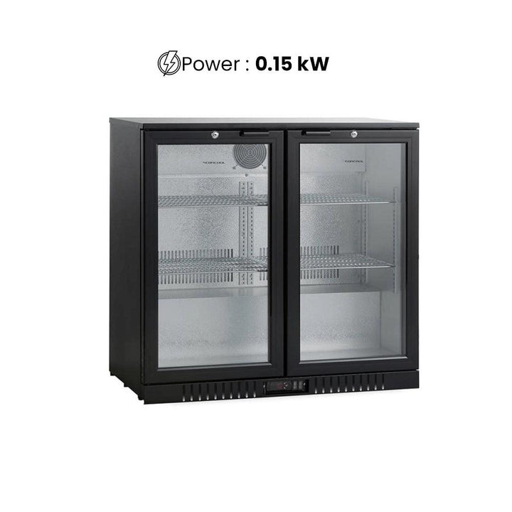 THS BC02SS Two Door Bar Cooler With Frosted Frame 0.15 kW, 92 x 51 x 89.5 cm - HorecaStore