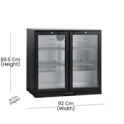 THS BC02SS Two Door Bar Cooler With Frosted Frame 0.15 kW, 92 x 51 x 89.5 cm - HorecaStore