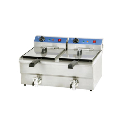 THS JEF-132V Electric Fryer, Tank Capacity 13 + 13 Liters 3.3 + 3.3 kW, 63 x 50.5 x 35.5 cm - HorecaStore