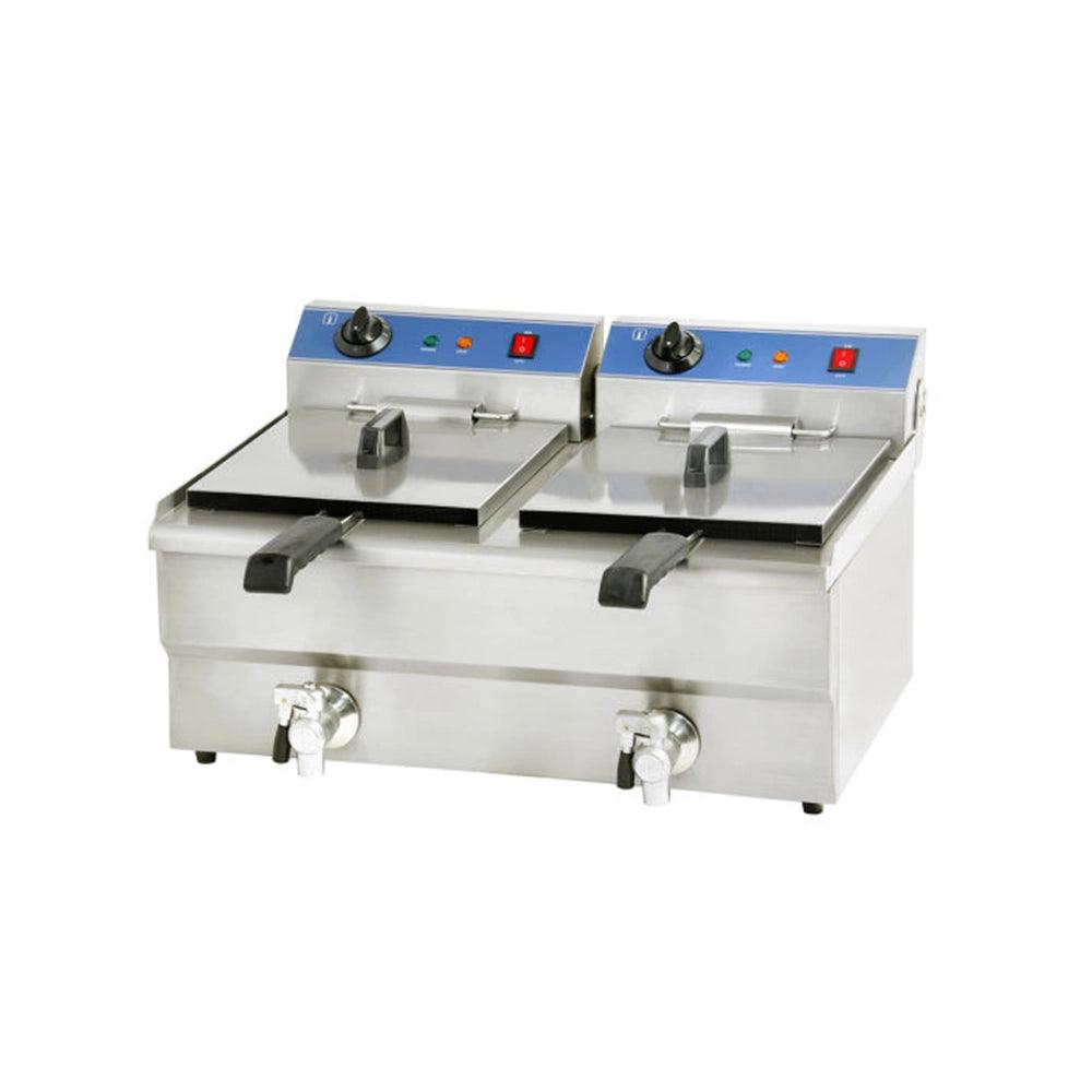 THS JEF-162V Electric Fryer Tank Capacity 16 + 16 Liters 5 +5 kW, 69 x 56 x 38 cm - HorecaStore