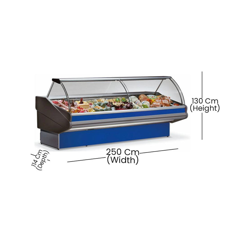 Tecnodom SALINA PLUS 250 Refrigerated Serve Over Counter 785 W, Capacity 456 L, 250 x 114 x 130 cm - HorecaStore