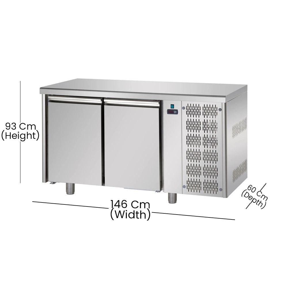 Tecnodom TF02MIDBT Double Door Under Counter Chiller 345 L 655 W, 146 X 60 X 93 cm - HorecaStore