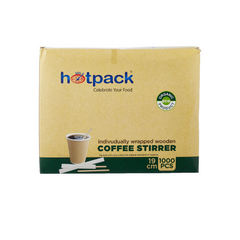 Hotpack Wrapped Wooden Stirrer, 14 cm, 5000 PCs