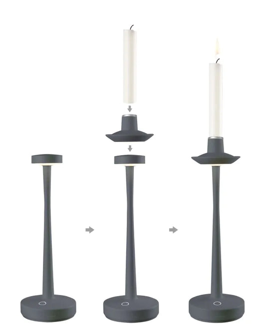 Villeroy & Boch Aarhus table lamp with candle holder, H30 cm, Anthracite, Single Light