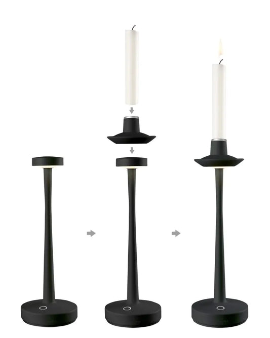 Villeroy & Boch Aarhus table lamp with candle holder, H30 cm, Black, Single Light