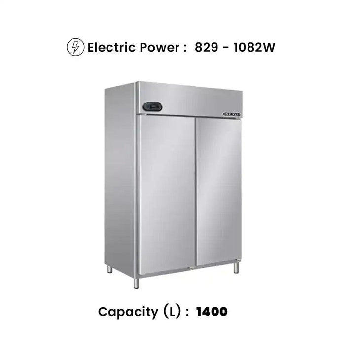 Berjaya BS2FDUF/Z/GN Electric Upright Double Magnetic Door Freezer 1400L, Power 829 - 1082W, 135 X 84 X 206 cm - HorecaStore