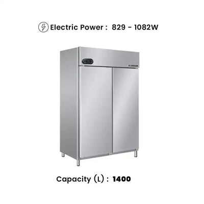 Berjaya BS2FDUF/Z/GN Electric Upright Double Magnetic Door Freezer 1400L, Power 829 - 1082W, 135 X 84 X 206 cm - HorecaStore