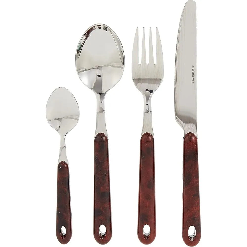 WINSOR WR28610W 24 PIECES CUTLERY SET S/S WALNUT HANDLE