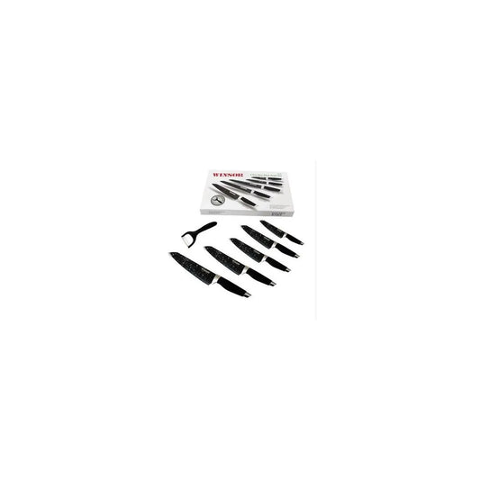 WINSOR WR6090 6 PIECES KNIFE SET- BLK STEEL TIPS WITH SOFT TOUCH HANDLE