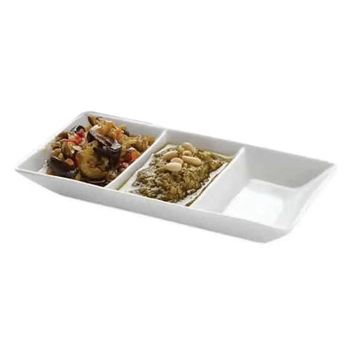 American Metalcraft PORSD3R Porcelain 3-Compartment Sauce Dish 1.5Oz, 5-3/4