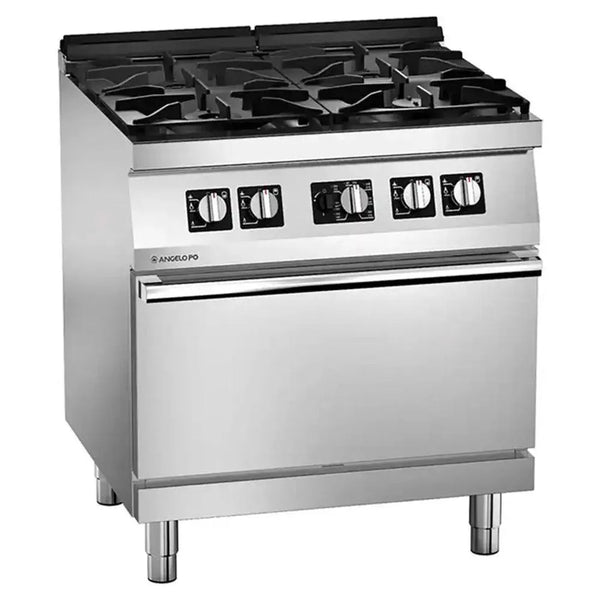 Angelo PO 1S1FA0G Gas Cooking Range 4 Burners With Gas Static Oven, 80 X 72 X 90 cm, Power 29.5 kW