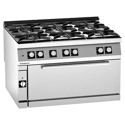 Angelo PO 2N1FAGF Gas Cooking Range 6 Burners With Large Gas Static Oven, Power 49 kW, 120 X 92 X 75 cm