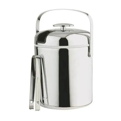 APS 36015 Stainless Steel Ice Bucket Ice with Tong, 15 x 15 x 22 cm